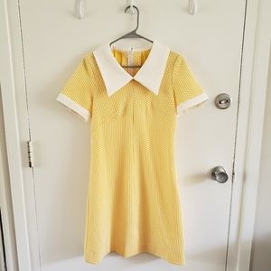 60s Vintage Yellow Dress with Peter-Pan Collar